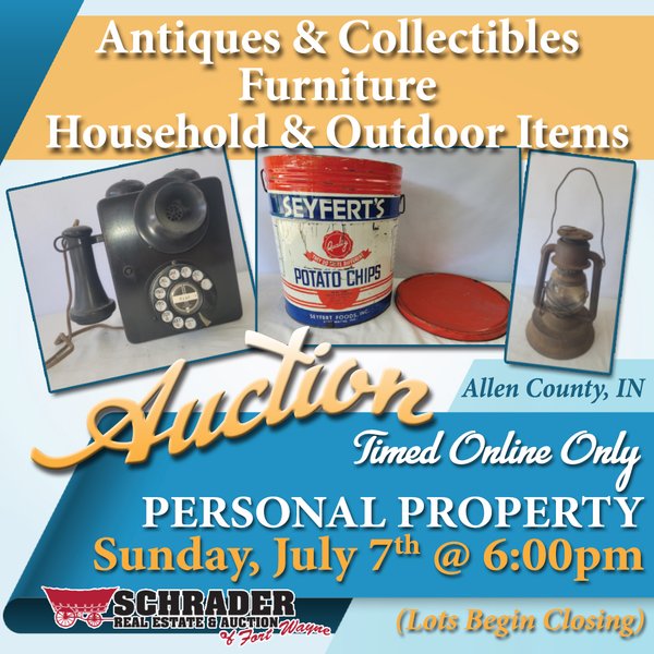 TIMED ONLINE ONLY PERSONAL PROPERTY AUCTION IN ALLEN COUNTY, INDIANA