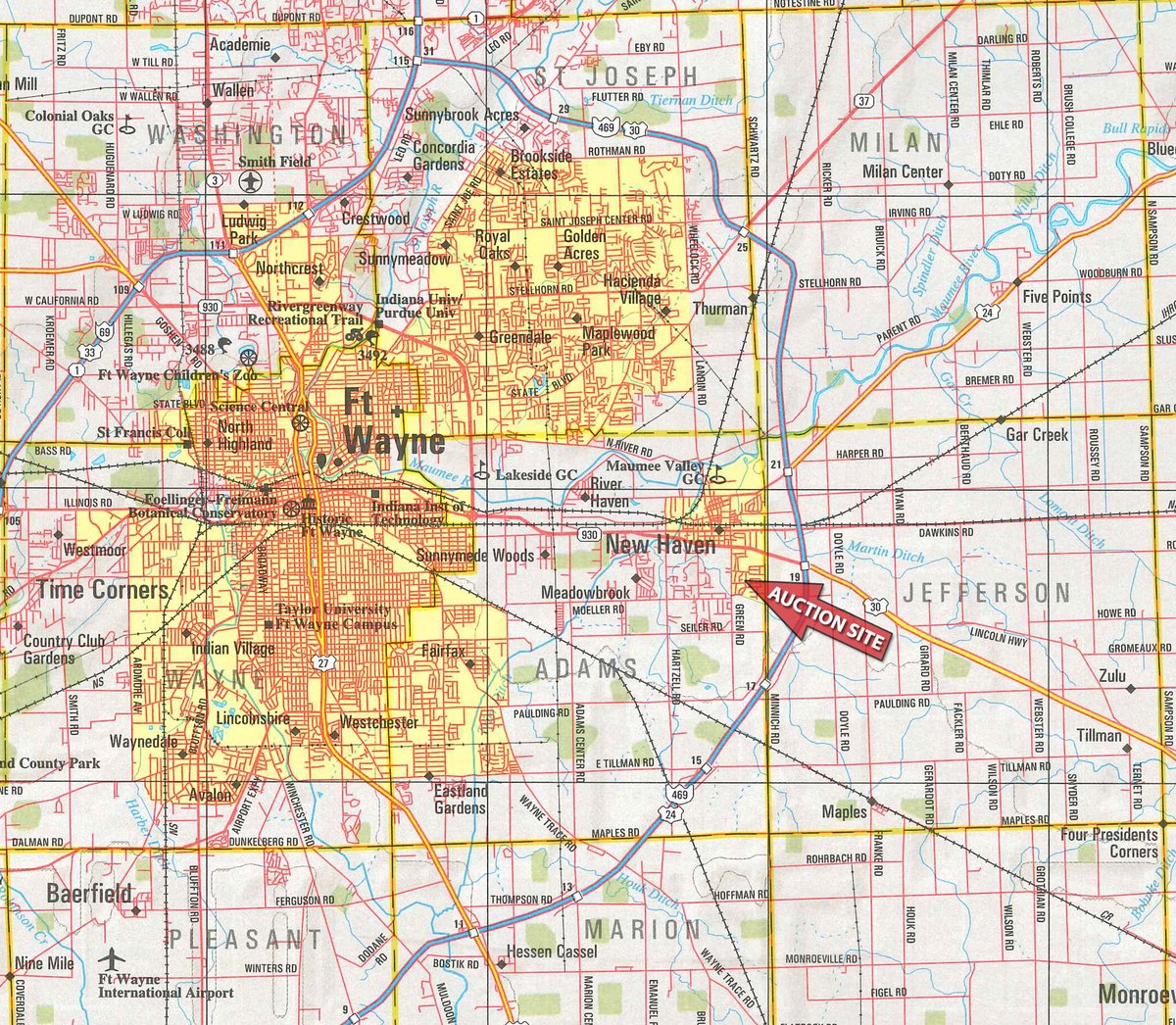 Area map - TIMED ONLINE ONLY PERSONAL PROPERTY AUCTION IN ALLEN COUNTY, INDIANA