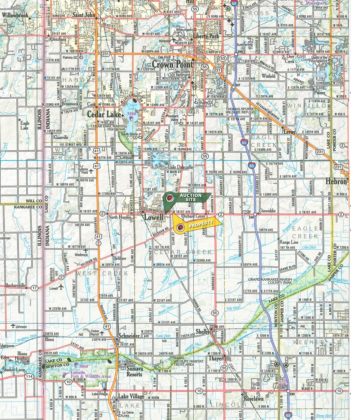 Area map - **CANCELED** DEVELOPMENT PROPERTY - 10+/- ACRES OFFERED IN 3 TRACTS OR ANY COMBINATION AND AS A WHOLE IN LAKE COUNTY, INDIANA