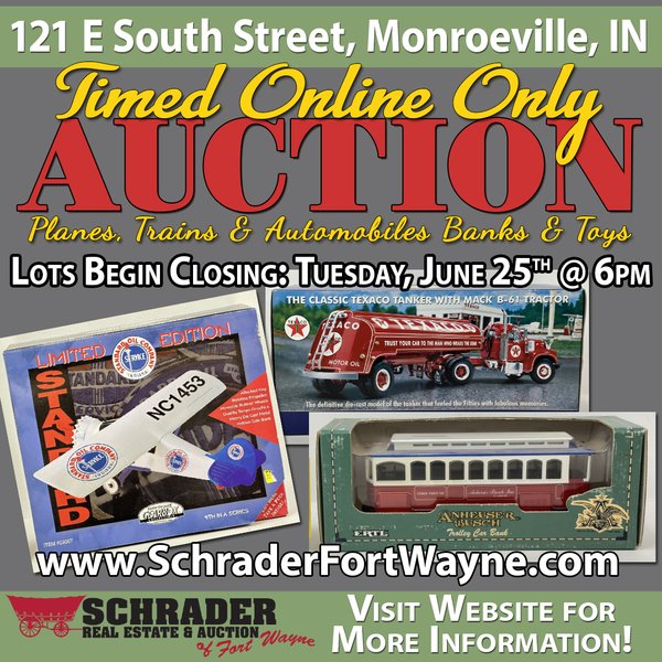 Planes, Trains & Automobiles Banks & Toys - TIMED ONLINE IN ALLEN COUNTY, INDIANA