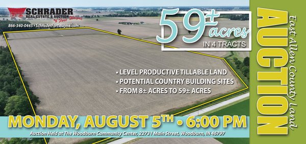 Sold: LAND AUCTION - 59+/- ACRES OFFERED IN 4 TRACTS IN ALLEN COUNTY, INDIANA - Woodburn, IN - Allen County, IN