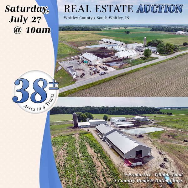 REAL ESTATE AUCTION - 38+/- ACRES OFFERED IN 4 TRACTS IN WHITLEY COUNTY, IN