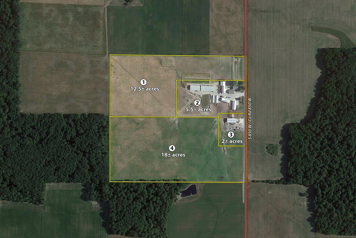 Tract map - REAL ESTATE AUCTION - 38+/- ACRES OFFERED IN 4 TRACTS IN WHITLEY COUNTY, IN