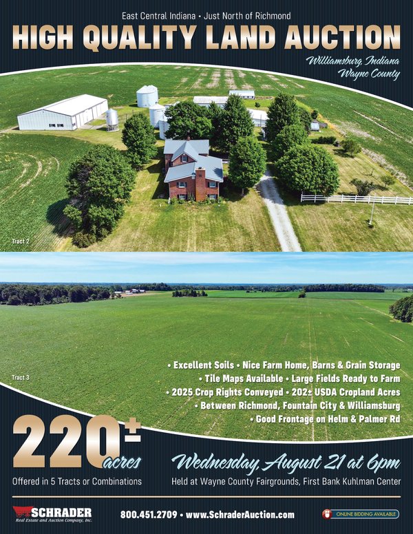 Sold: HIGH QUALITY LAND AUCTION - 220+/- ACRES OFFERED IN 5 TRACTS IN WAYNE COUNTY, INDIANA - 5160 Helm Rd, Williamsburg, IN 47393 - Wayne County, IN