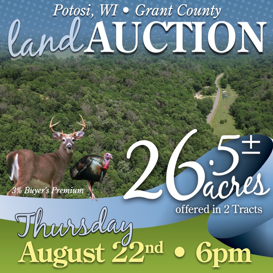 LAND AUCTION - 26.5+/- ACRES OFFERED IN 2 TRACTS IN GRANT COUNTY, WISCONSIN