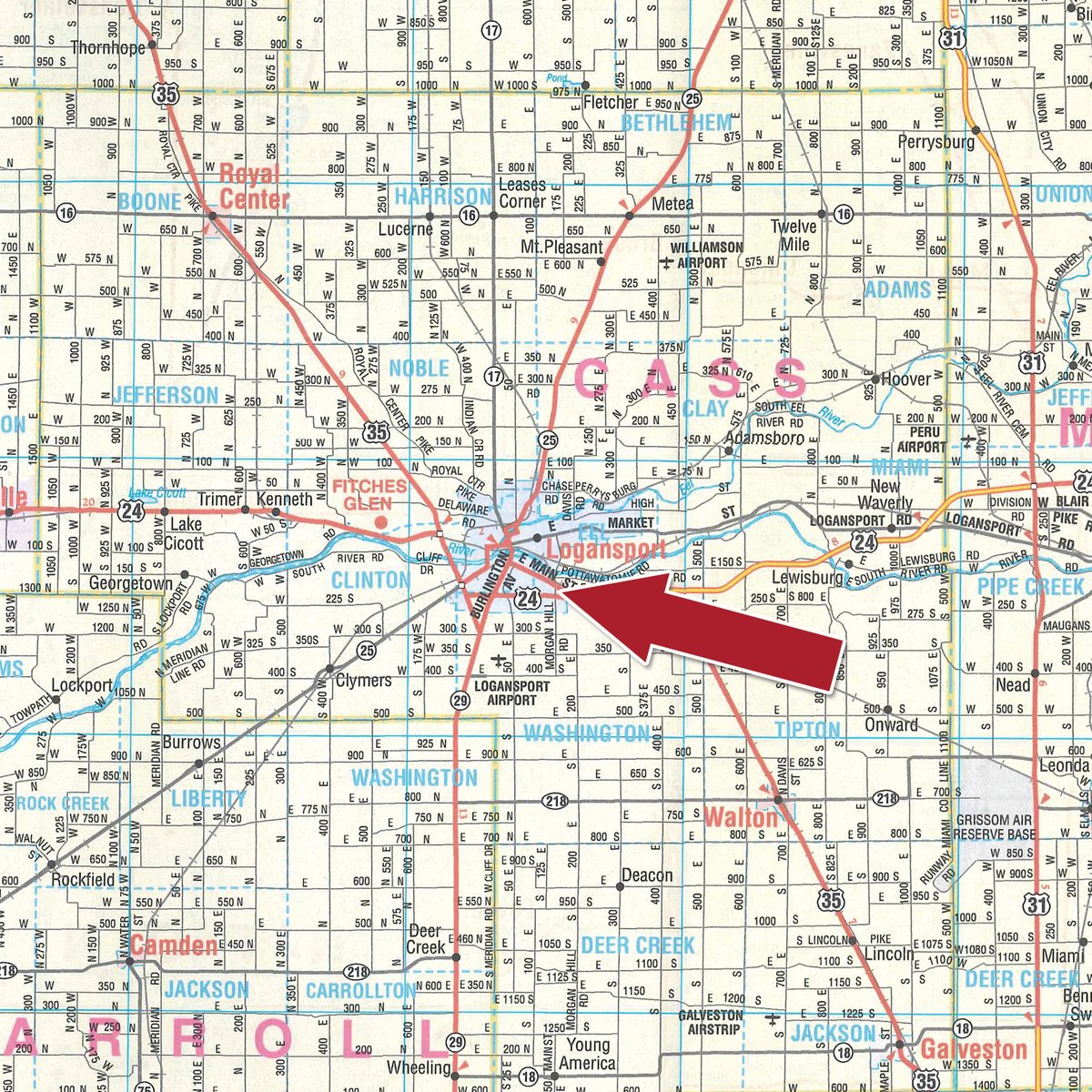 Area map - 2 DAYS LIVE & ONLINE FARM EQUIPMENT AUCTION IN CASS COUNTY, INDIANA