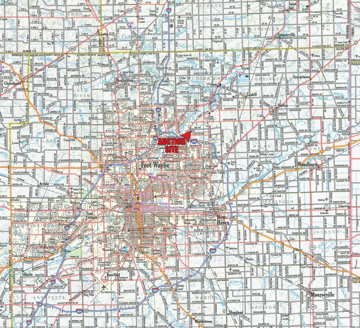 Area map - TIMED ONLINE ONLY PERSONAL PROPERTY AUCTION IN ALLEN COUNTY, INDIANA