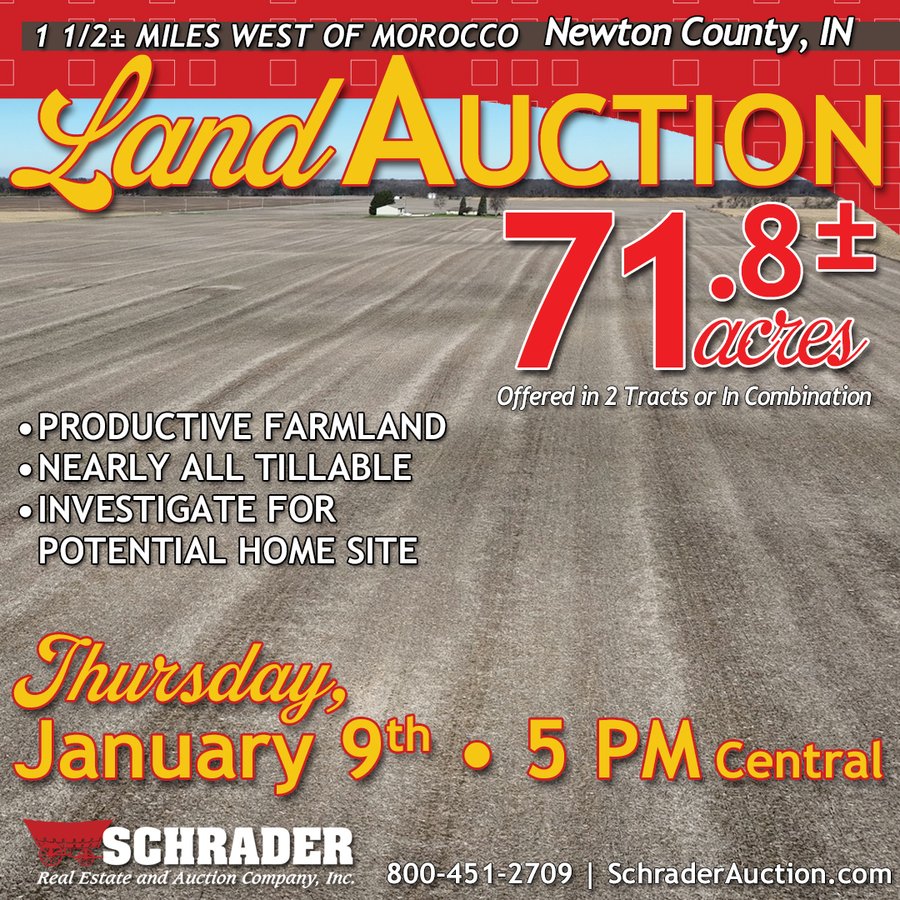 71.8+/- ACRES LAND AUCTION OFFERED IN 2 TRACTS - NEWTON COUNTY IN