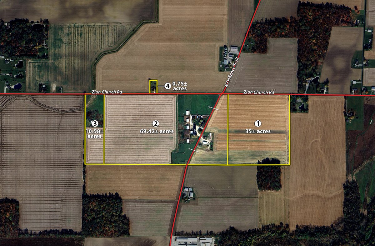 Tract map - CANCELLED: 115.75+/- ACRES OF FARMLAND OFFERED IN 4 TRACTS IN SPENCERVILLE OHIO - ALLEN COUNTY OH