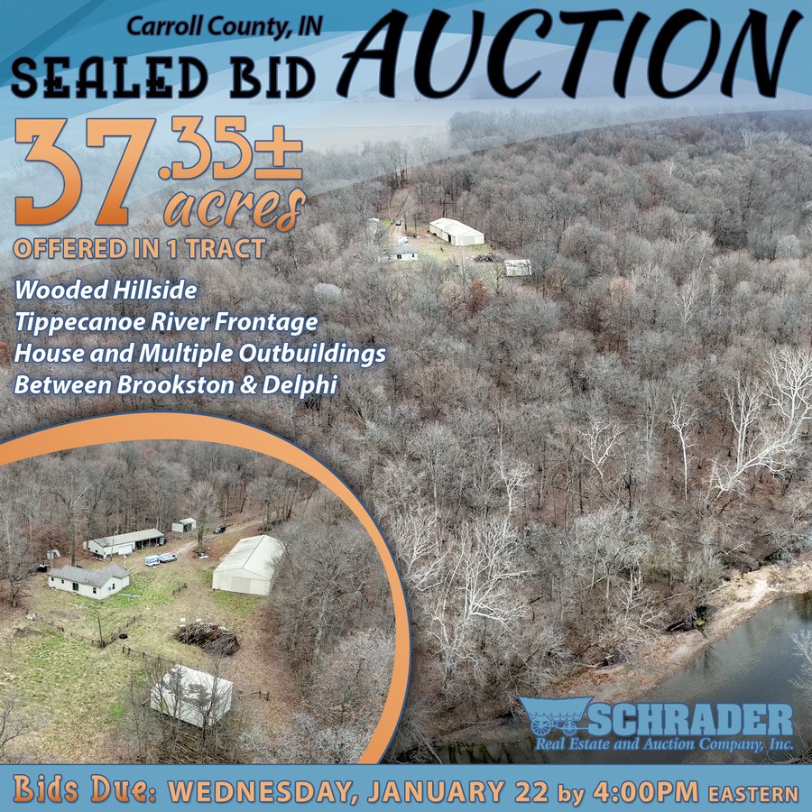 REAL ESTATE SEALED BID AUCTION OFFERED IN 1 TRACT IN CARROLL COUNTY INDIANA