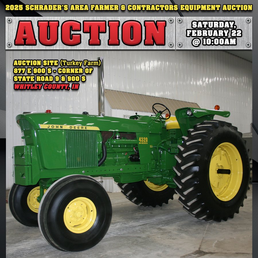 AREA FARMERS EQUIPMENT AUCTION IN WHITLEY COUNTY, INDIANA
