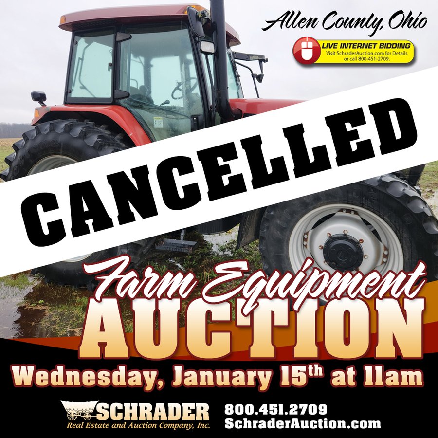 CANCELLED: FARM EQUIPMENT AUCTION IN SPENCERVILLE OHIO - ALLEN COUNTY OH