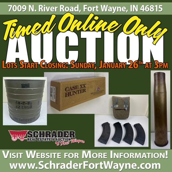 TIMED ONLINE VINTAGE FIREARM, MILITARY AND COLLECTIBLES AUCTION IN ALLEN COUNTY INDIANA