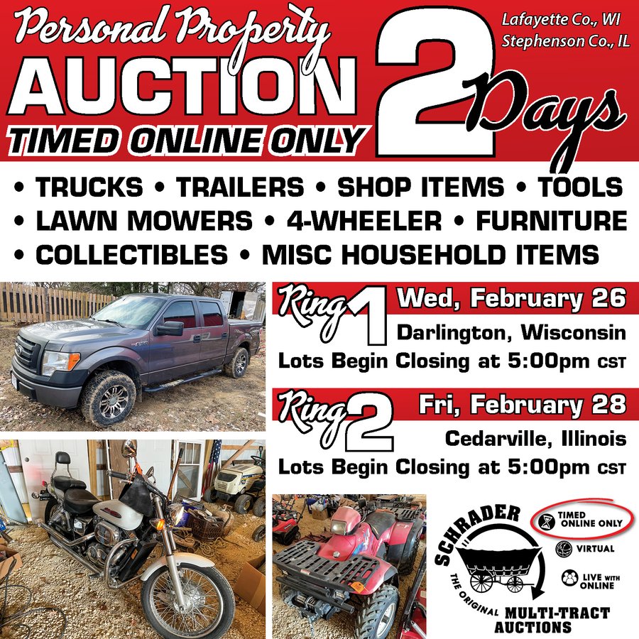TIMED ONLINE ONLY PERSONAL PROPERTY AUCTION IN LAFAYETTE COUNTY WISCONSIN