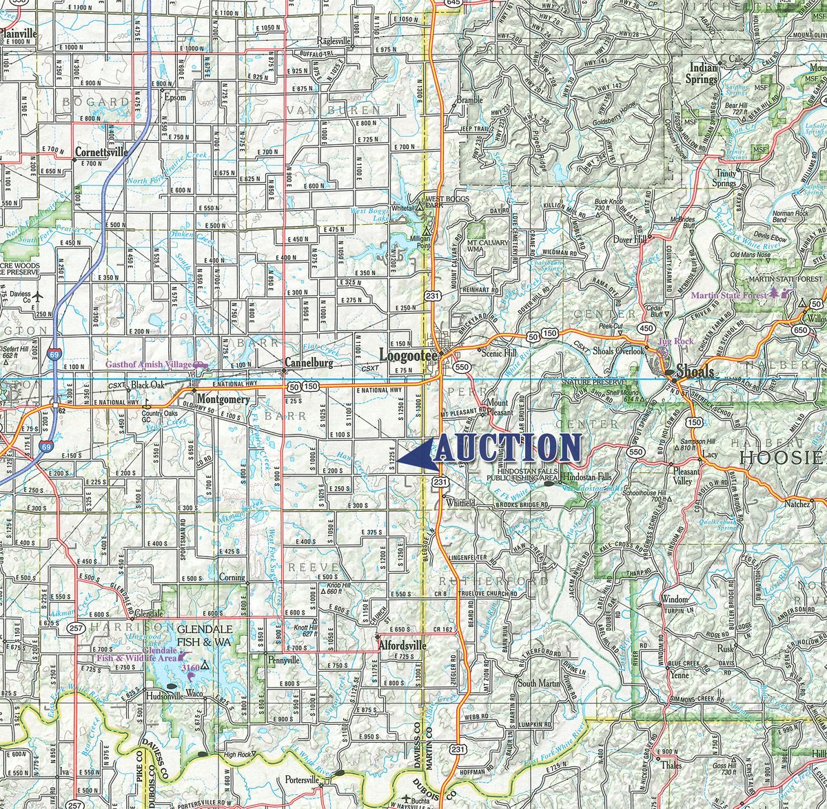 Area map - FARM EQUIPMENT AUCTION IN DAVIESS COUNTY INDIANA