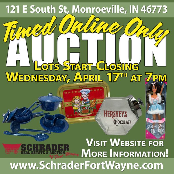 TIMED ONLINE ONLY PERSONAL PROPERTY AUCTION IN ALLEN COUNTY INDIANA