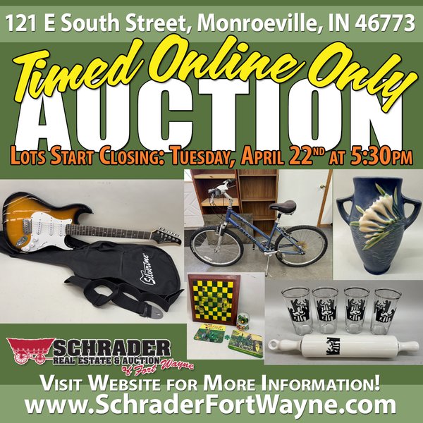 TIMED ONLINE ONLY PERSONAL PROPERTY AUCTION IN ALLEN COUNTY, INDIANA