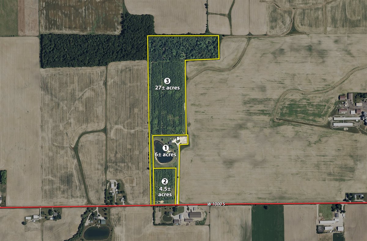 Tract map - REAL ESTATE AUCTION - 37.5+/- ACRES OFFERED IN 3 TRACTS IN WHITLEY COUNTY, INDIANA