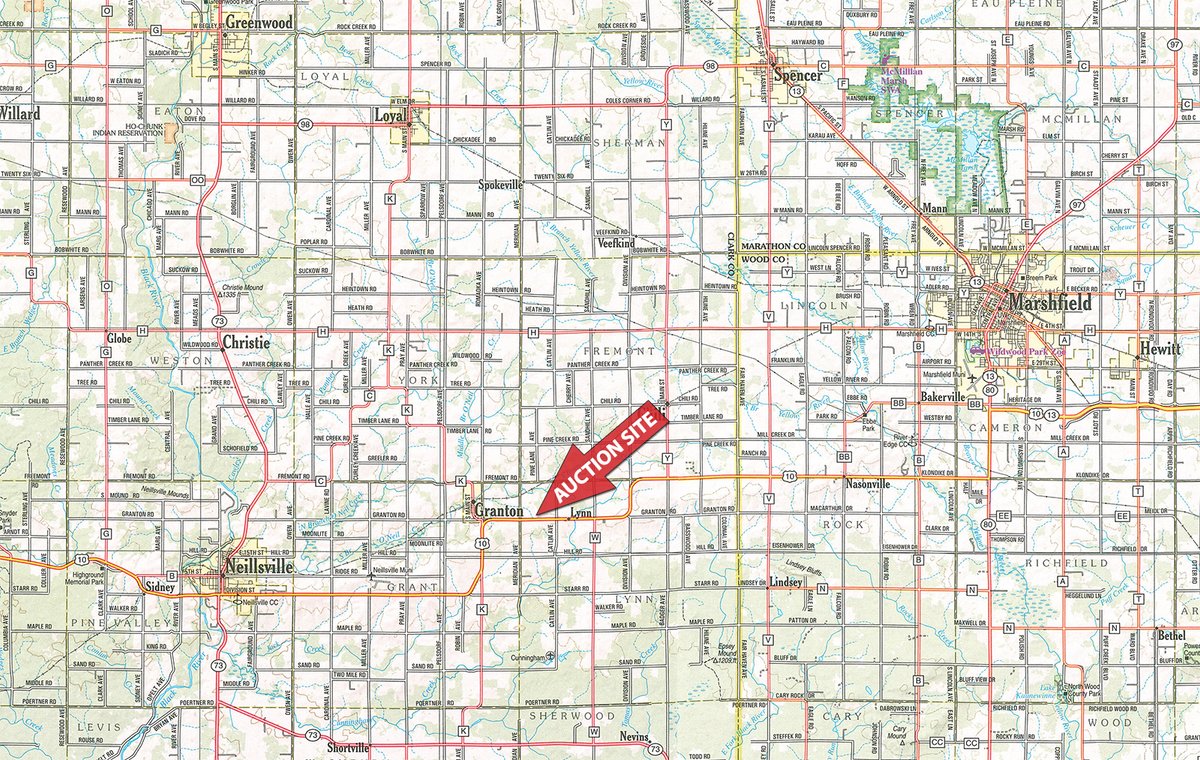 Area map - SEALED BID - 818,000 BU. GRAIN SYSTEM AND 12,600 SQ. FT. SHOP OFFERED IN 2 TRACTS IN CLARK COUNTY, WISCONSIN