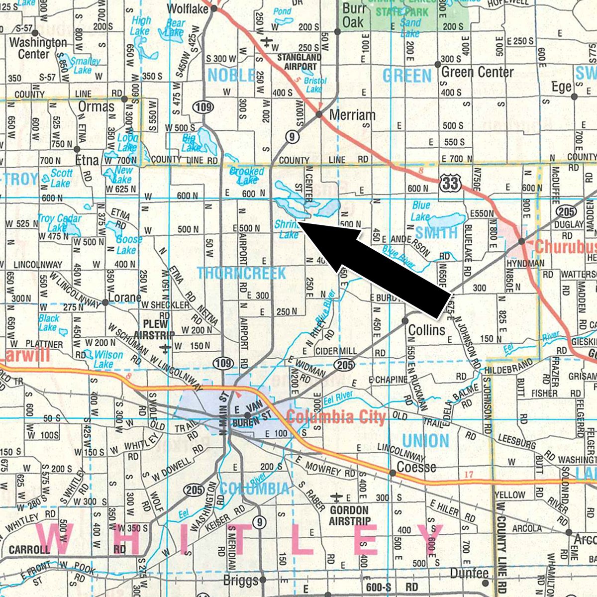 Area map - TIMED ONLINE ONLY PERSONAL PROPERTY AUCTION IN WHITLEY COUNTY, INDIANA