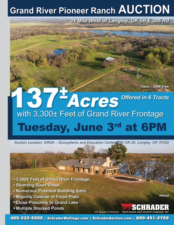 Sold: REAL ESTATE AUCTION - 137+/-ACRES OFFERED IN 6 TRACTS IN LANGLEY, OKLAHOMA - 443190 E 386 Rd, Vinita, OK 74301