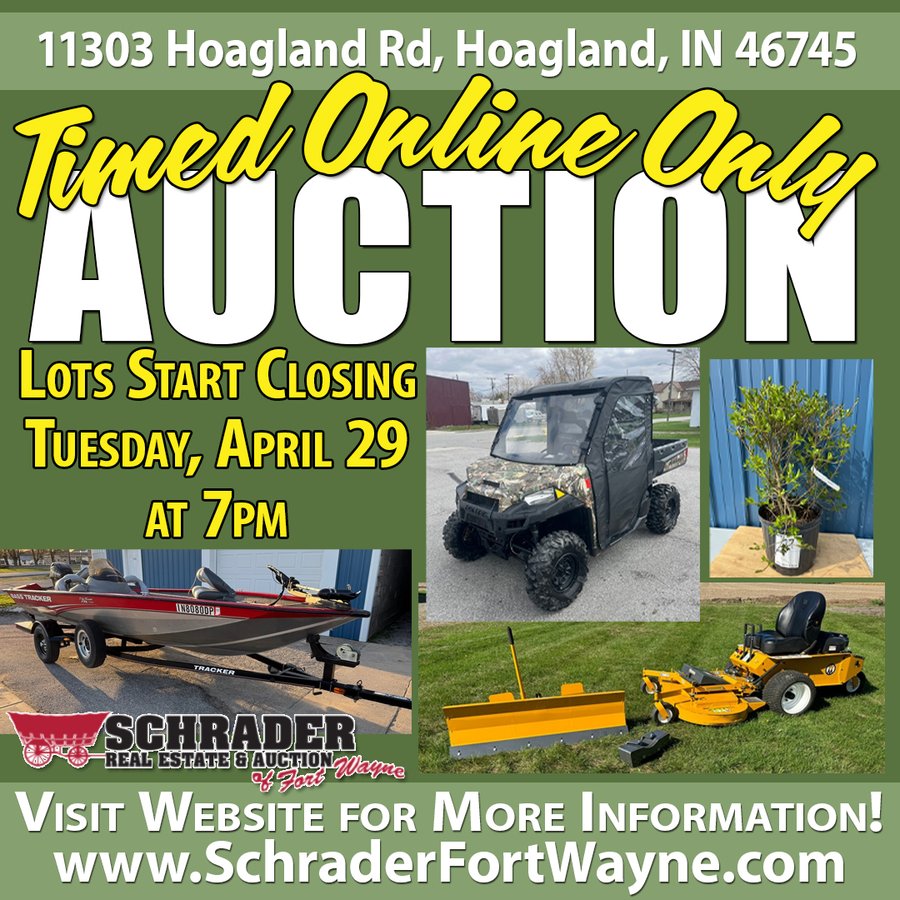 TIMED ONLINE ONLY PERSONAL PROPERTY AUCTION IN ALLEN COUNTY INDIANA
