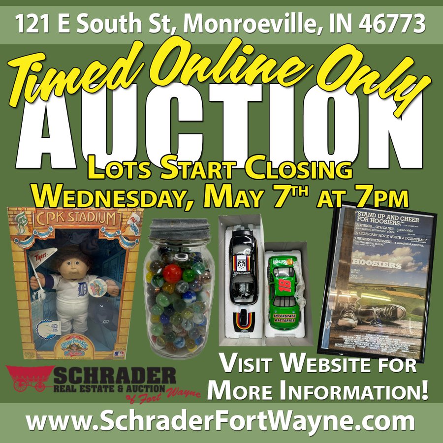 TIMED ONLINE ONLY PERSONAL PROPERTY AUCTION IN ALLEN COUNTY INDIANA
