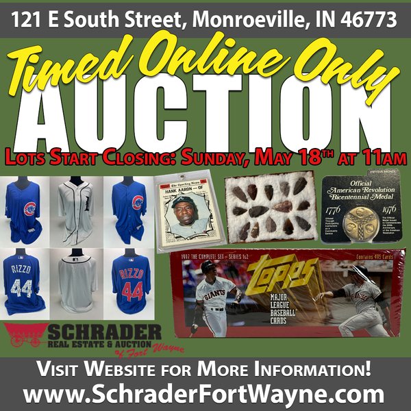TIMED ONLINE ONLY PERSONAL PROPERTY AUCTION IN ALLEN COUNTY, INDIANA