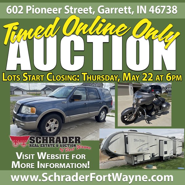TIMED ONLINE ONLY PERSONAL PROPERTY AUCTION IN DEKALB COUNTY, INDIANA