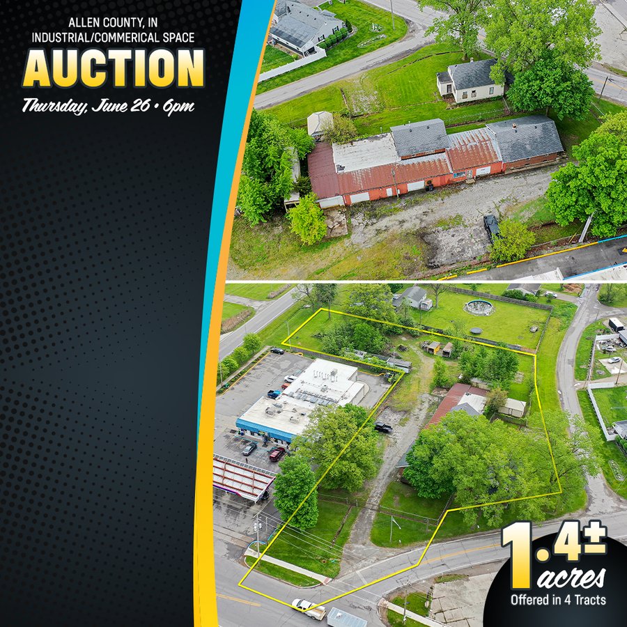 COMMERCIAL REAL ESTATE AUCTION - 1.4+/-ACRES OFFERED IN 4 TRACTS IN ALLEN COUNTY INDIANA