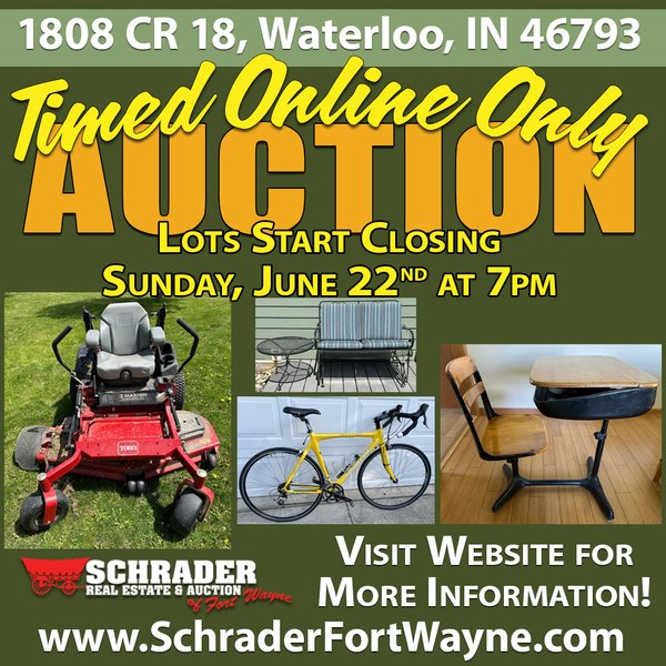 TIMED ONLINE ONLY PERSONAL PROPERTY AUCTION IN DEKALB COUNTY INDIANA