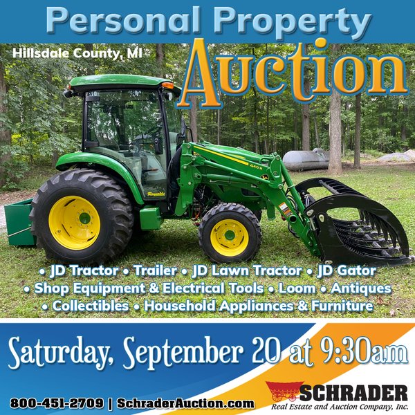 PERSONAL PROPERTY AUCTION IN HILLSDALE COUNTY, MICHIGAN