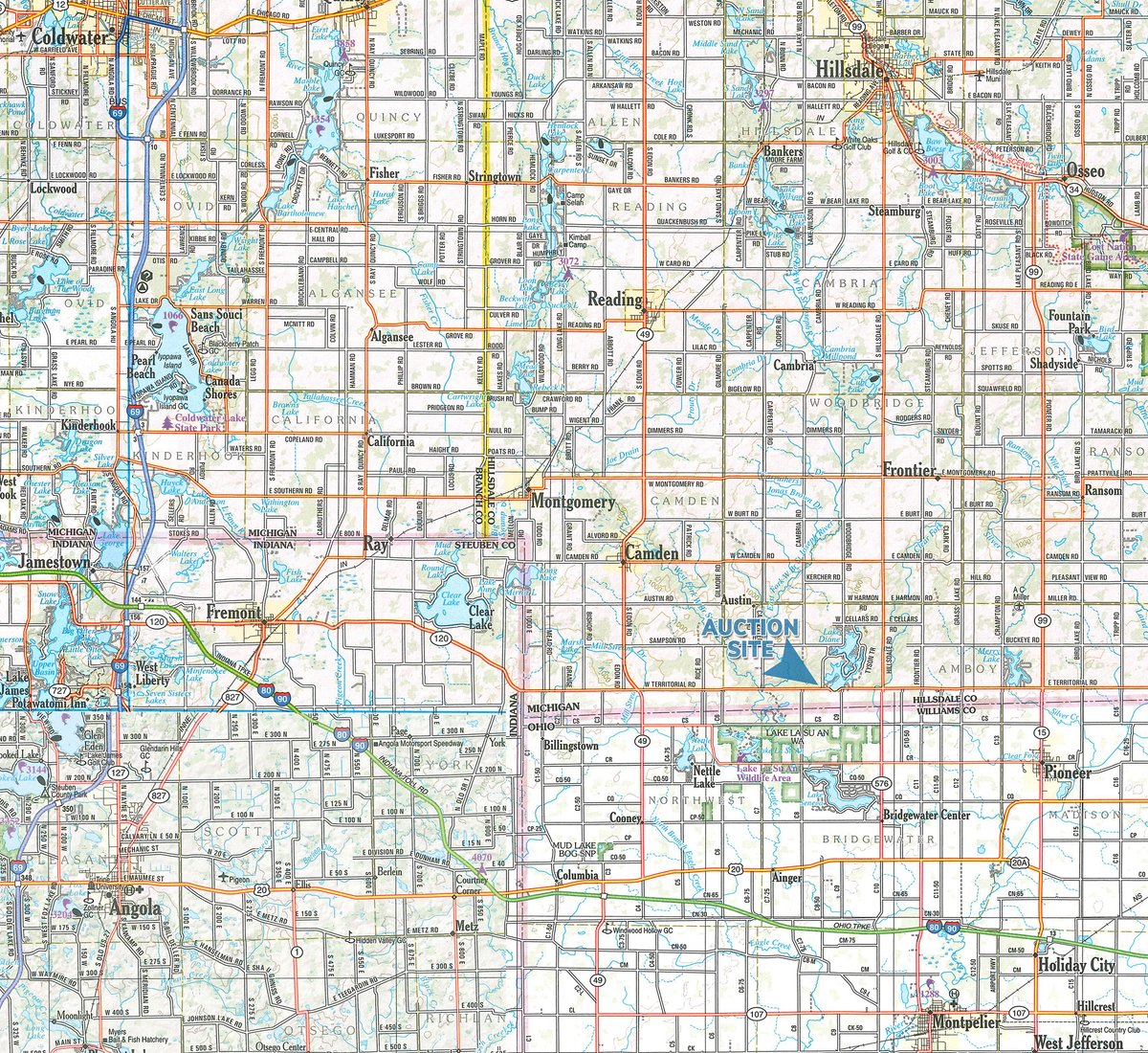 Area map - PERSONAL PROPERTY AUCTION IN HILLSDALE COUNTY, MICHIGAN