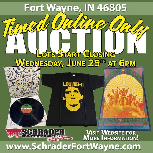 TIMED ONLINE ONLY MUSIC LEGENDS MEMORABILIA AUCTION IN ALLEN COUNTY INDIANA