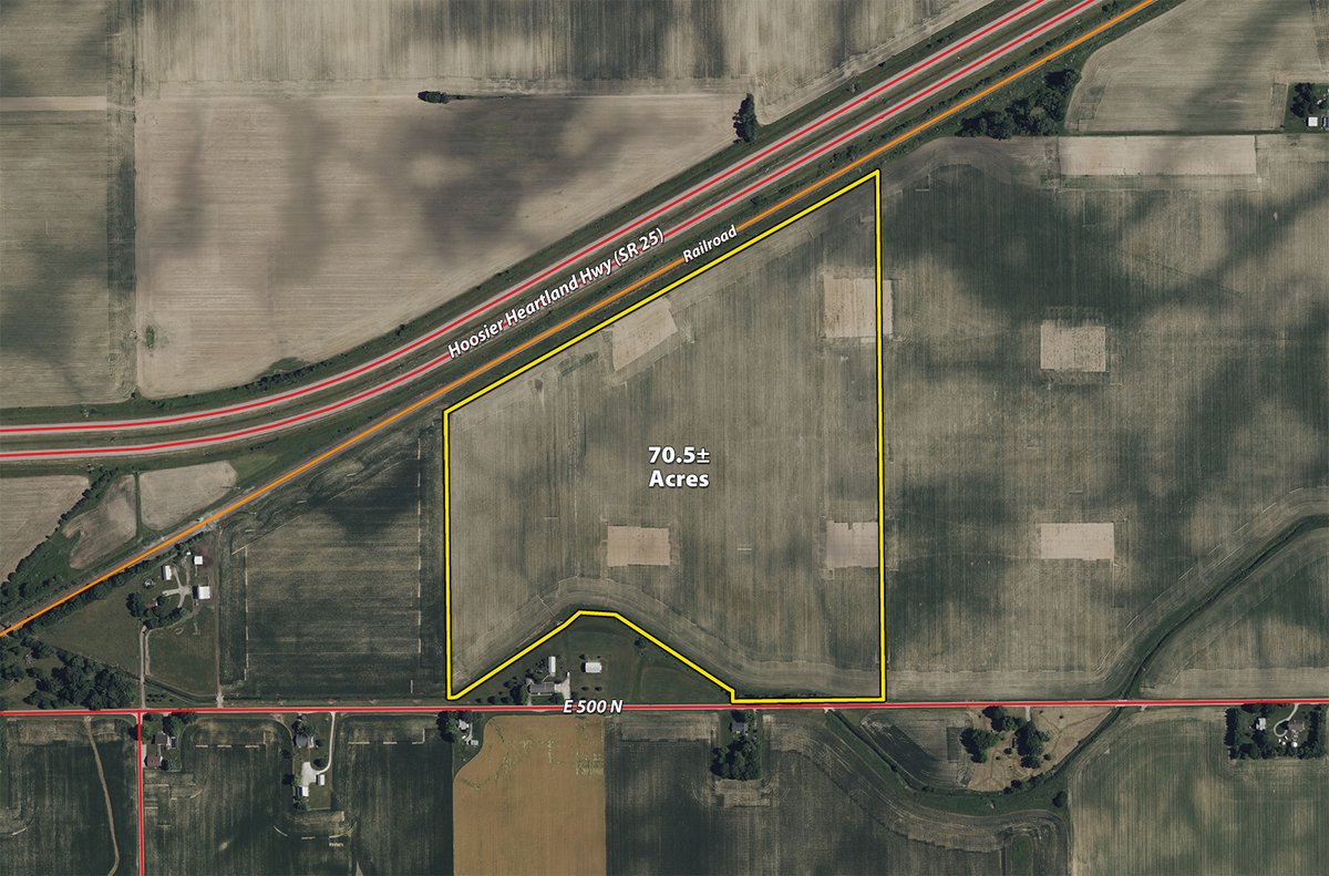 Tract map - CANCELLED - LAND AUCTION - 70.5+/- ACRES OFFERED IN 1 TRACT IN TIPPECANOE COUNTY, INDIANA