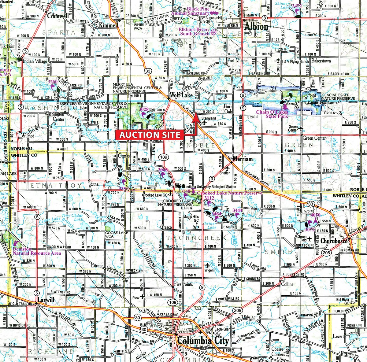 Area map - TIMED ONLINE ONLY PERSONAL PROPERTY AUCTION IN NOBLE COUNTY, INDIANA