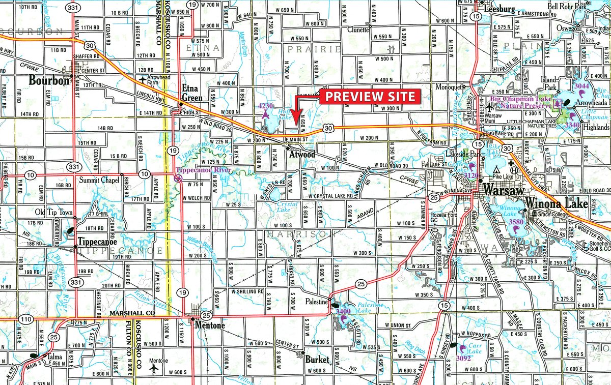 Area map - TIMED ONLINE ONLY FARM EQUIPMENT AUCTION IN KOSCIUSKO COUNTY, INDIANA