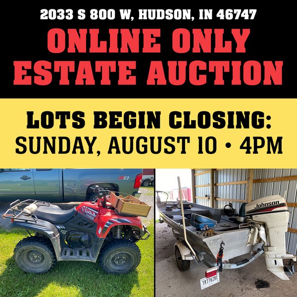 TIMED ONLINE ONLY PERSONAL PROPERTY AUCTION IN STEUBEN COUNTY, INDIANA
