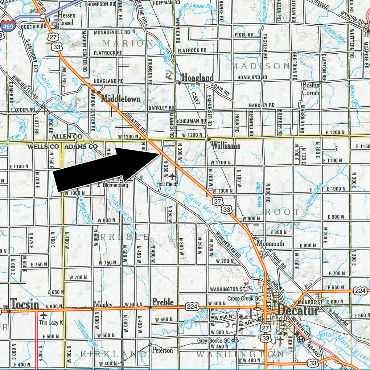 Area map - TIMED ONLINE ONLY PERSONAL PROPERTY AUCTION IN ADAMS COUNTY, INDIANA