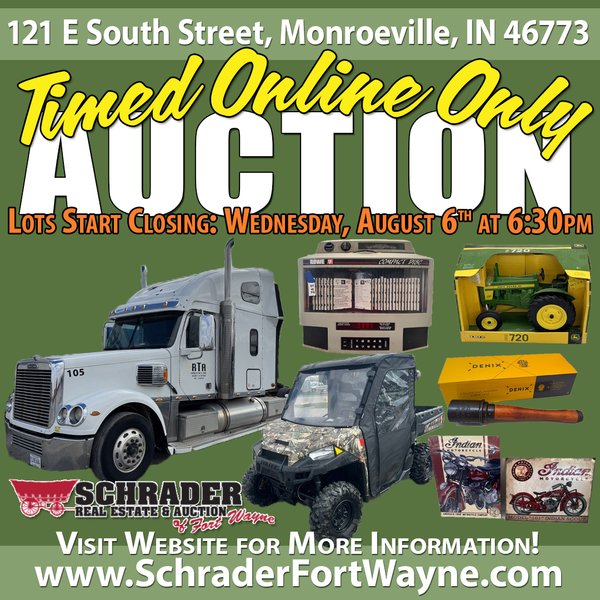 TIMED ONLINE ONLY PERSONAL PROPERTY AUCTION IN ALLEN COUNTY, INDIANA