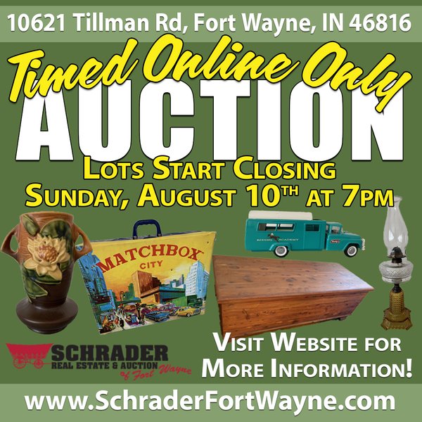 TIMED ONLINE ONLY PERSONAL PROPERTY AUCTION IN ALLEN COUNTY, INDIANA