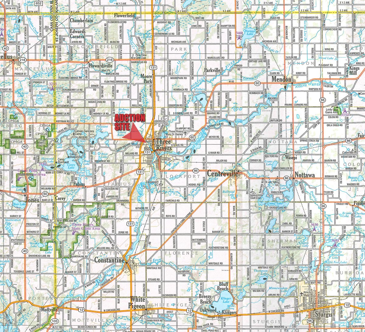 Area map - PERSONAL PROPERTY AUCTION IN ST JOSEPH COUNTY MICHIGAN