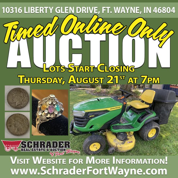 TIMED ONLINE ONLY PERSONAL PROPERTY AUCTION IN ALLEN COUNTY INDIANA