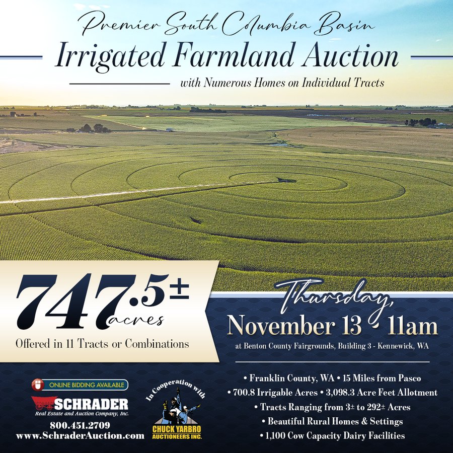 FARMLAND AUCTION -747.5+/-ACRES OFFERED IN 11 TRACTS IN FRANKLIN COUNTY, WASHINGTON