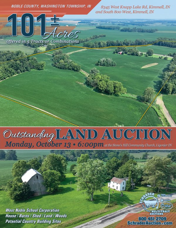 Sold: REAL ESTATE AUCTION - 101+/- ACRES OFFERED IN 5 TRACTS IN NOBLE COUNTY INDIANA - 8345 W Knapp Lake Rd, Kimmell, IN 46760 - Noble County Indiana