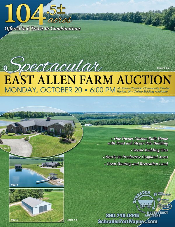 Sold: REAL ESTATE AUCTION - 104.5+/-ACRES OFFERED IN 6 TRACTS IN ALLEN COUNTY, INDIANA - 24212 River Rd, Woodburn, IN 46797 - Allen County, Indiana