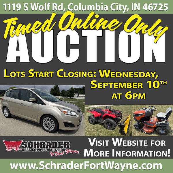 TIMED ONLINE ONLY PERSONAL PROPERTY AUCTION IN WHITLEY COUNTY, INDIANA