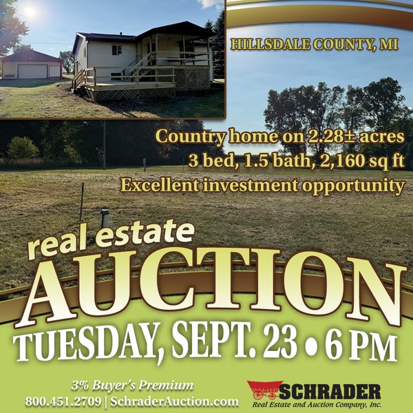REAL ESTATE AUCTION - 2.28+/- ACRES OFFERED IN 1 TRACT IN HILLSDALE COUNTY, MICHIGAN