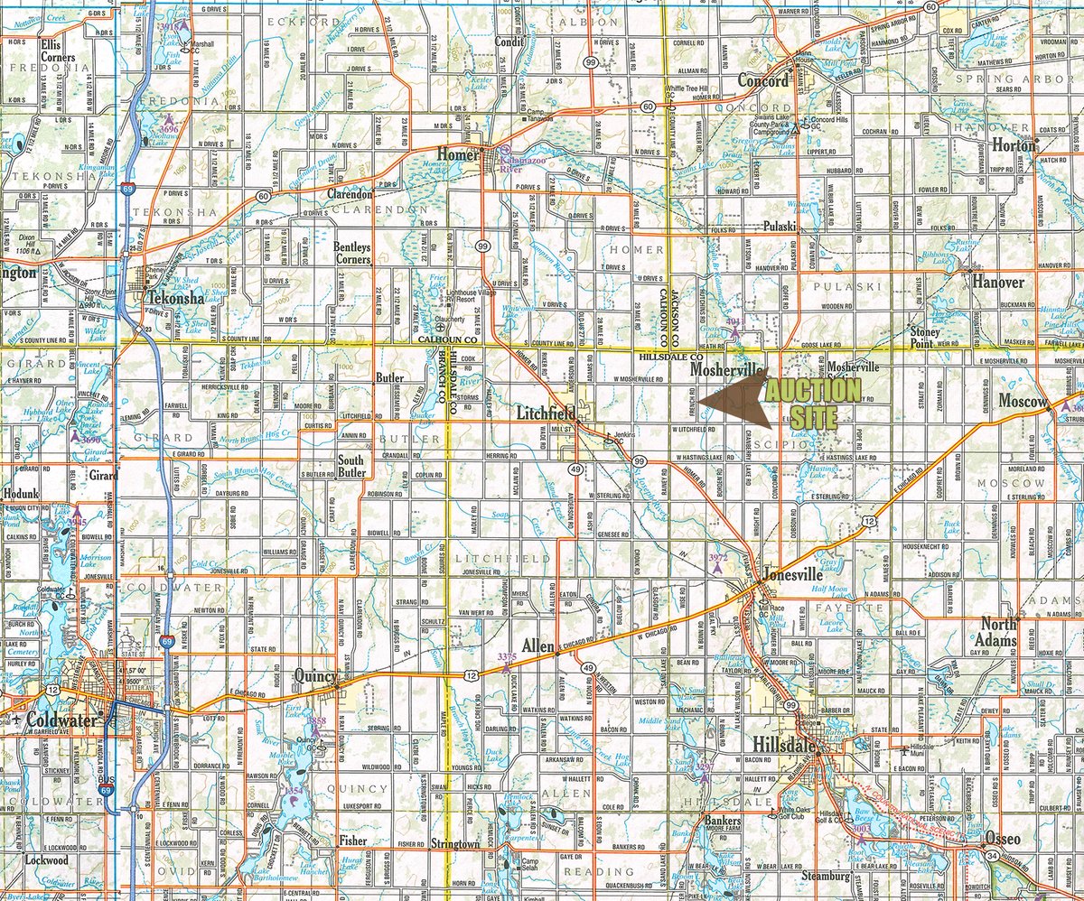 Area map - REAL ESTATE AUCTION - 2.28+/- ACRES OFFERED IN 1 TRACT IN HILLSDALE COUNTY, MICHIGAN