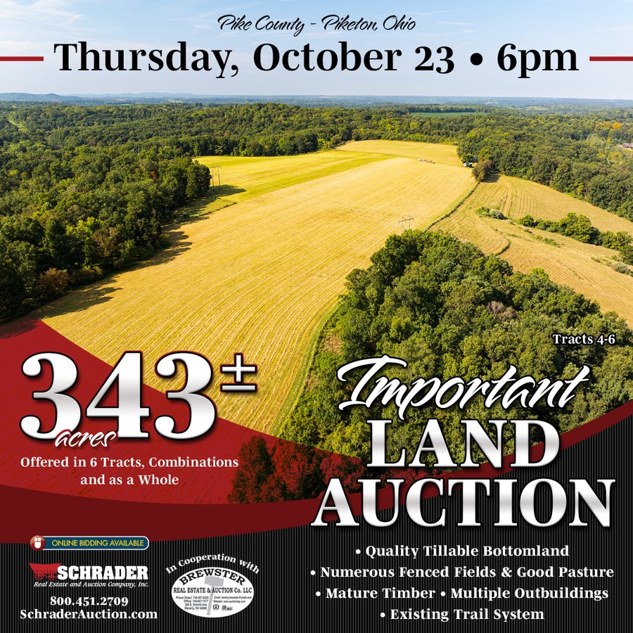 IMPORTANT LAND AUCTION - 343+/- ACRES OFFERED IN 6 TRACTS IN PIKE COUNTY, OHIO